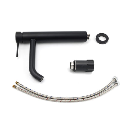 Matt Black Tall Laundry Round Curve Spout Basin Mixer Vanity Sink Faucet Tapware.