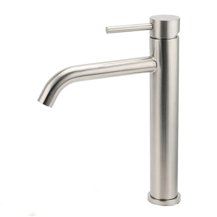 Brushed Nickel Tall Kitchen Laundry Basin Mixer Vanity Curve Sink Faucet Tap Set.