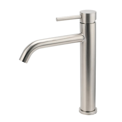 Brushed Nickel Tall Kitchen Laundry Basin Mixer Vanity Curve Sink Faucet Tap Set.