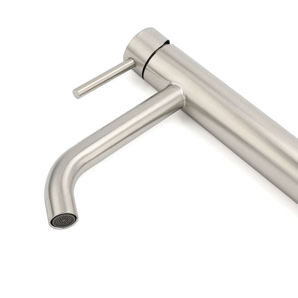 Brushed Nickel Tall Kitchen Laundry Basin Mixer Vanity Curve Sink Faucet Tap Set.