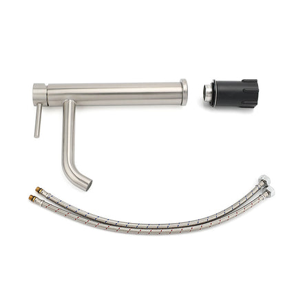 Brushed Nickel Tall Kitchen Laundry Basin Mixer Vanity Curve Sink Faucet Tap Set.