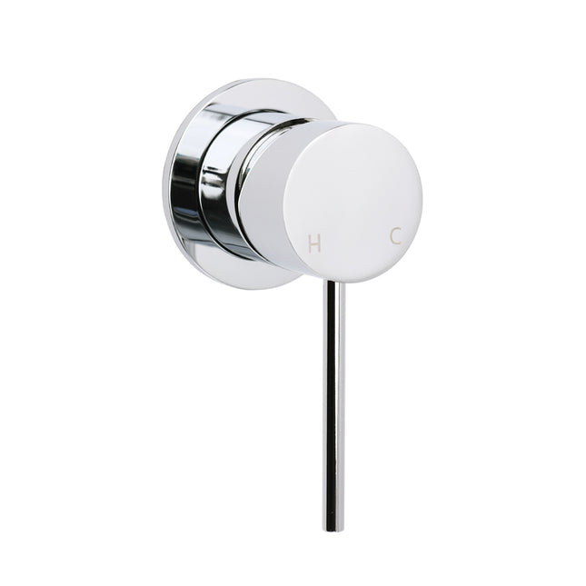 Bathroom Chrome Round Pin Lever Handle Hot Cold Water Tapware Shower Mixer Valve.