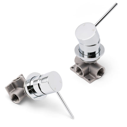Bathroom Chrome Round Pin Lever Handle Hot Cold Water Tapware Shower Mixer Valve.