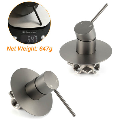 Watermark Gun Metal Grey Round Bathroom Shower Hot Cold Mixer Ceramic Cartridge.