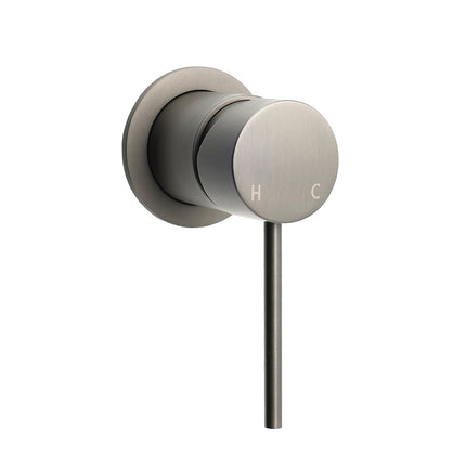 Gun Metal Round Small Face Wall Shower Mixer Hot Cold Bath Tap Valve Cartridge.