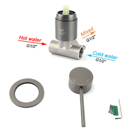 Gun Metal Round Small Face Wall Shower Mixer Hot Cold Bath Tap Valve Cartridge.