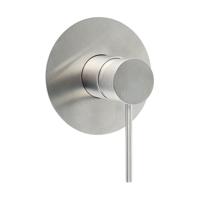Brushed Nickel Bath Shower Mixer Hot Cold Tap Ceramic Cartridge Spindle Round.