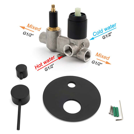 Stainless Steel Black Round Shower Mixer Diverter Lead Free Healthy For Bath Set.