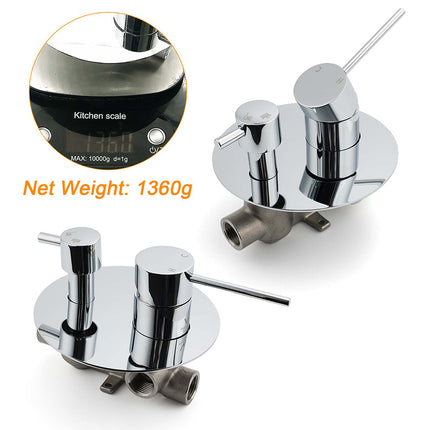 OZ Chrome Round Stainless Steel Shower Mixer 2 Way Switch Diverter For Bath Set.