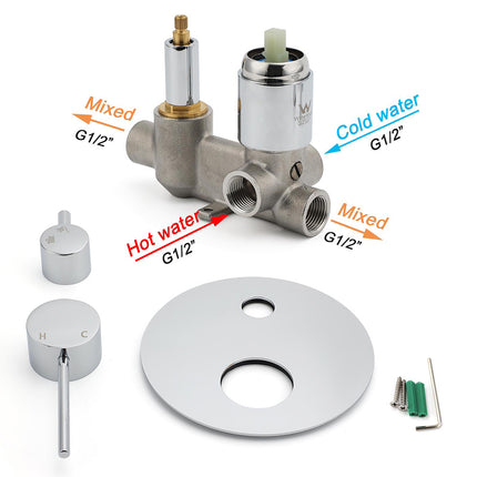 OZ Chrome Round Stainless Steel Shower Mixer 2 Way Switch Diverter For Bath Set.