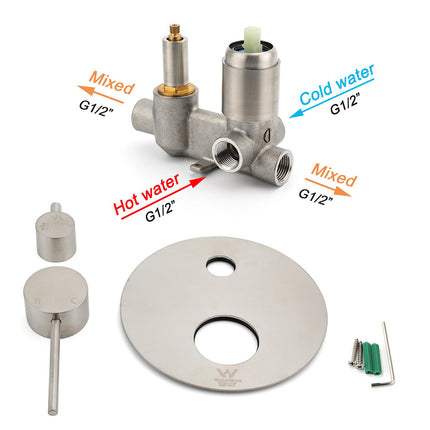 AU Round Stainless Steel Shower Mixer Diverter Brushed Nickel For Bathroom Sets.