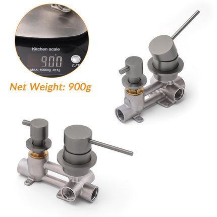 Small Face Gun Metal Gray Round Shower Mixer 2 Way Switch Diverter For Combo Set.