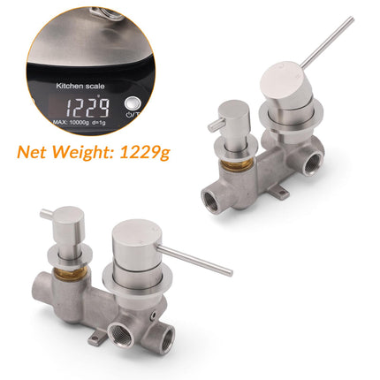Brushed Nickel Round Bathroom Small Face Shower Mixer 2 Way Diverter Switch Set.