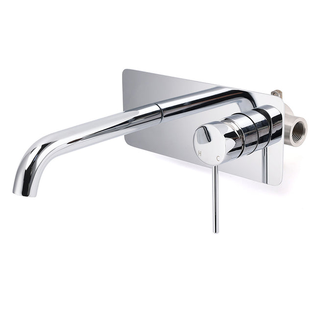 WELS Chrome Round Wall Mounted Basin Vanity Mixer Bath Tub Bubble Faucet Spout.