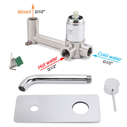 WELS Chrome Round Wall Mounted Basin Vanity Mixer Bath Tub Bubble Faucet Spout.