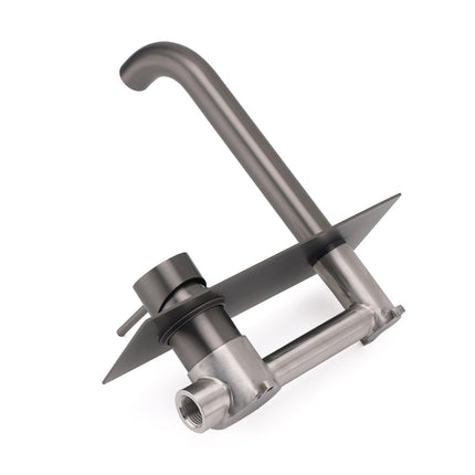 WELS Gun Metal Round Wall Basin Mixer Vanity Sink Tap Hot Cold Faucet Spout.