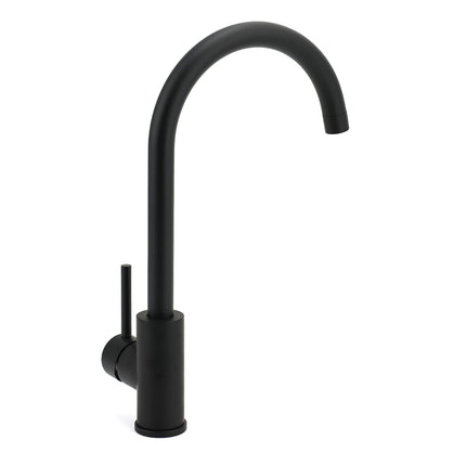 WELS Black Kitchen Sink Mixer Laundry Faucet Tapware 360° Swivel Gooseneck Spout.