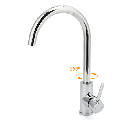 WELS Chrome Kitchen Laundry Swivel Sink Mixer Faucet Tap Spout Stainless Steel.