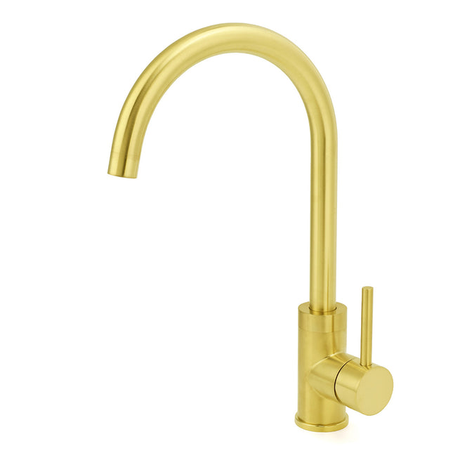 Brushed Gold Round Kitchen Mixer Sink Tap 360° Swivel Laundry Basin Faucet Spout.