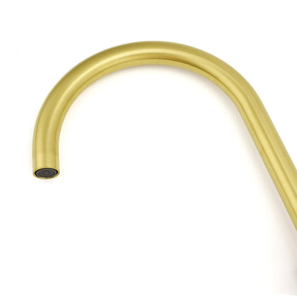 Brushed Gold Round Kitchen Mixer Sink Tap 360° Swivel Laundry Basin Faucet Spout.