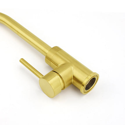 Brushed Gold Round Kitchen Mixer Sink Tap 360° Swivel Laundry Basin Faucet Spout.