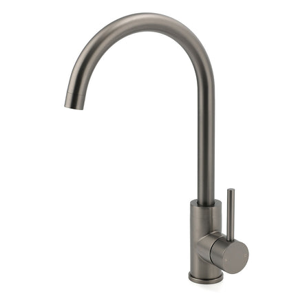 Gun Metal Round Kitchen Mixer Sink Tap 360° Swivel Laundry Basin Faucet Spout Set.