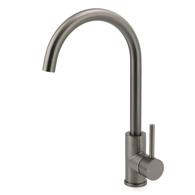 Gun Metal Round Kitchen Mixer Sink Tap 360° Swivel Laundry Basin Faucet Spout Set.