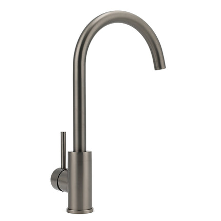 Gun Metal Round Kitchen Mixer Sink Tap 360° Swivel Laundry Basin Faucet Spout Set.