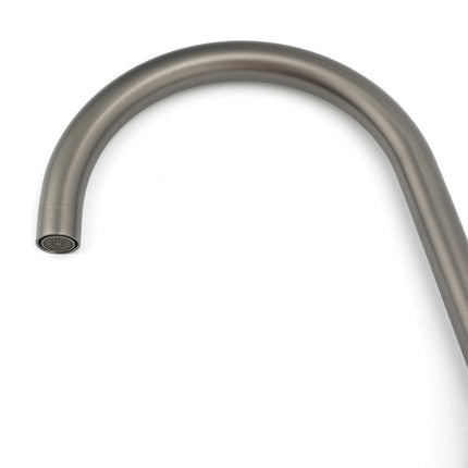 Gun Metal Round Kitchen Mixer Sink Tap 360° Swivel Laundry Basin Faucet Spout Set.