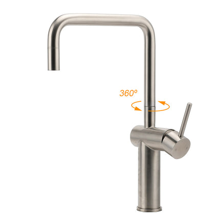 WELS 6L/m Kitchen Laundry 360º Swivel Sink Mixer Faucet Tap Spout Brushed Silver.