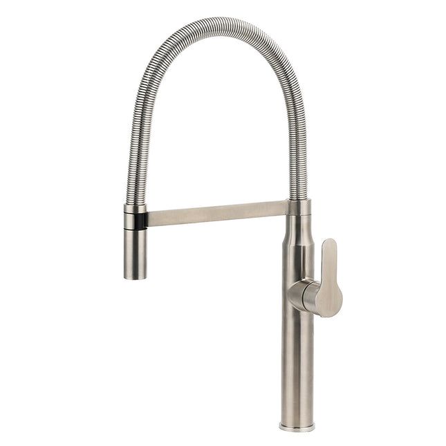 Brushed Nickel Kitchen Sink Basin Mixer 360 Swivel Faucet Tap Pull Out Spout SUS.