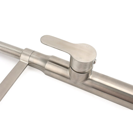 Brushed Nickel Kitchen Sink Basin Mixer 360 Swivel Faucet Tap Pull Out Spout SUS.