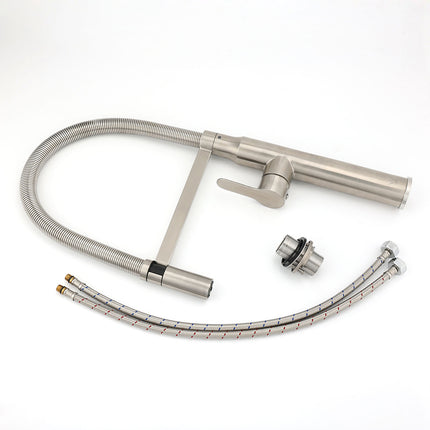 Brushed Nickel Kitchen Sink Basin Mixer 360 Swivel Faucet Tap Pull Out Spout SUS.