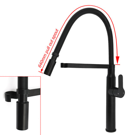 Matt Black Kitchen Sink Basin Mixer 360º Swivel Faucet Tap Pull Out Spout WELS.