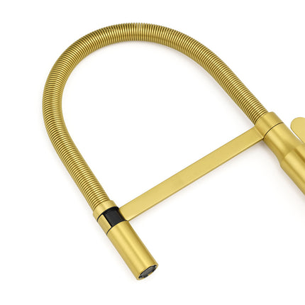 Brushed Gold Tall Kitchen Sink Basin Mixer 360º Swivel Faucet Tap Pull Out Spout.