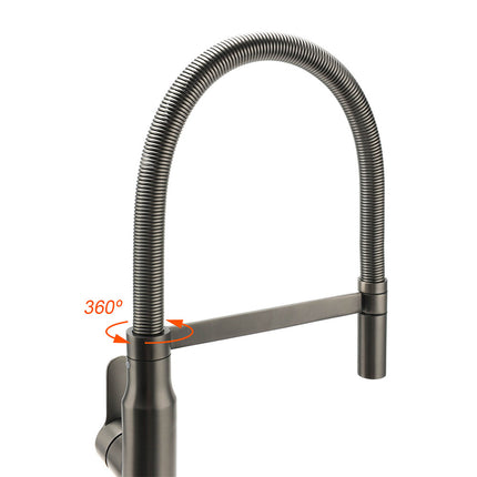 WELS Gun Metal Stainless Steel Pull Out Swivel Kitchen Mixer Sink Tap Spout Faucet.