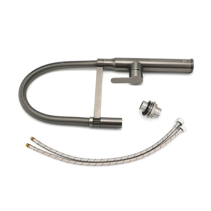 WELS Gun Metal Stainless Steel Pull Out Swivel Kitchen Mixer Sink Tap Spout Faucet.