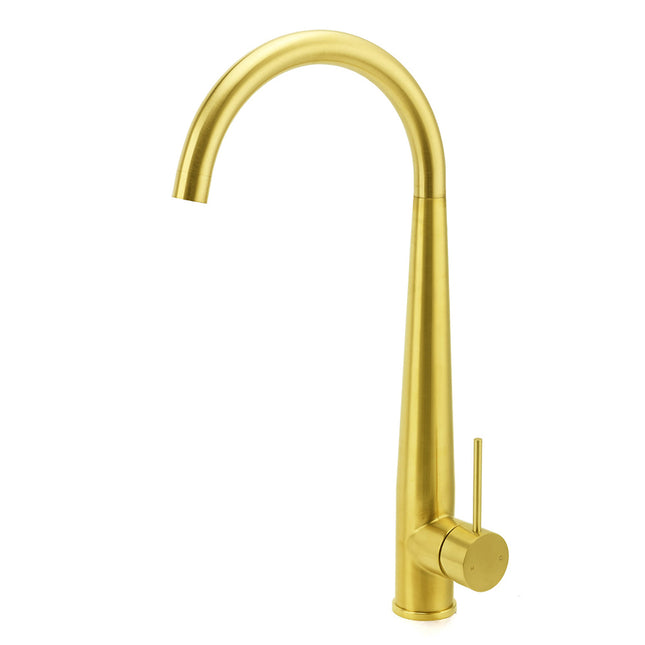 Brushed Gold Round Kitchen Mixer Sink Tap 360 Swivel Basin Laundry Faucet Spout.