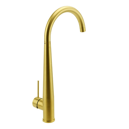 Brushed Gold Round Kitchen Mixer Sink Tap 360 Swivel Basin Laundry Faucet Spout.