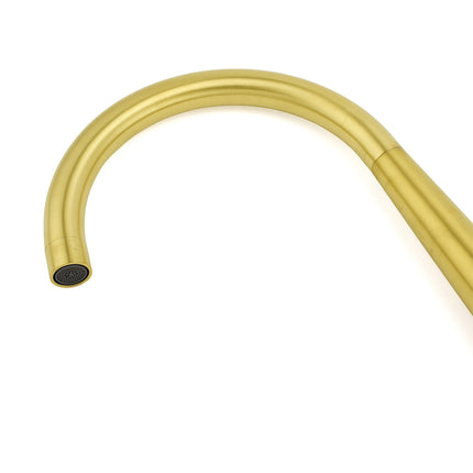 Brushed Gold Round Kitchen Mixer Sink Tap 360 Swivel Basin Laundry Faucet Spout.