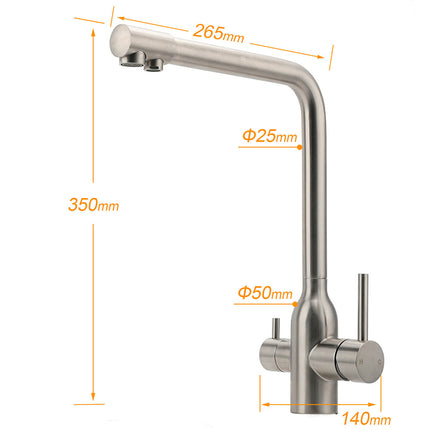 Brushed Nickel 3 Way Kitchen Sink Swivel Mixer Tap Pure Drink Clean Water Faucet.