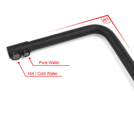 Matt Black 3 Ways Kitchen Mixer Tap Pury Water Sink Faucet 360 Swivel Spout Outlet.