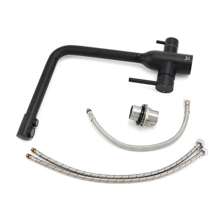 Matt Black 3 Ways Kitchen Mixer Tap Pury Water Sink Faucet 360 Swivel Spout Outlet.