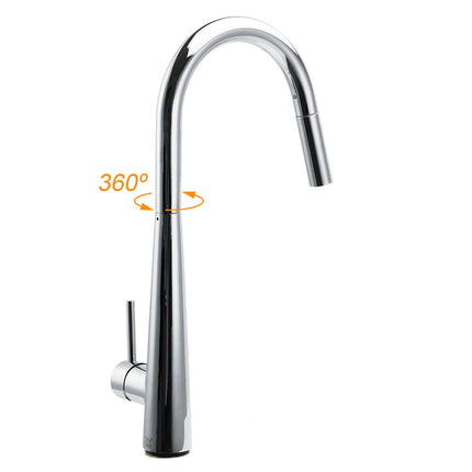 WELS Chrome 360 Swivel Pull Out Kitchen Tap Sink Mixer Faucet Spout 2 Way Outlet.
