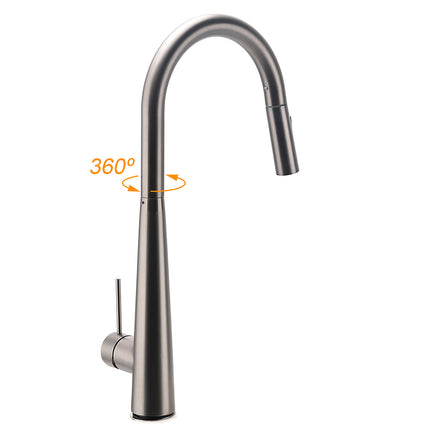 WELS Gun Metal Pull Out 2 Modes Spray Spout Kitchen Sink Tap Basin Faucet Mixer.