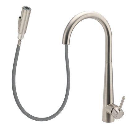 Brushed Nickel Pull Out Kitchen Tap Sink Mixer Faucet Spout 2 Modes Spray Outlet.