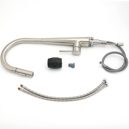 Brushed Nickel Pull Out Kitchen Tap Sink Mixer Faucet Spout 2 Modes Spray Outlet.