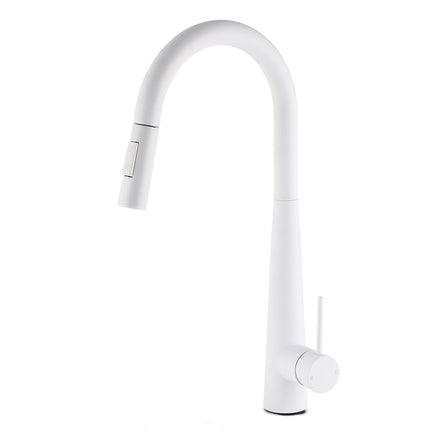 Matte White 2 Modes Spray Kitchen Mixer Pull Out Sink Tap Laundry Swivel Faucet.