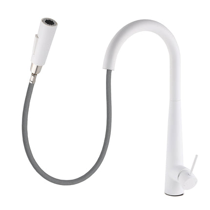 Matte White 2 Modes Spray Kitchen Mixer Pull Out Sink Tap Laundry Swivel Faucet.