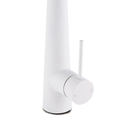 Matte White 2 Modes Spray Kitchen Mixer Pull Out Sink Tap Laundry Swivel Faucet.